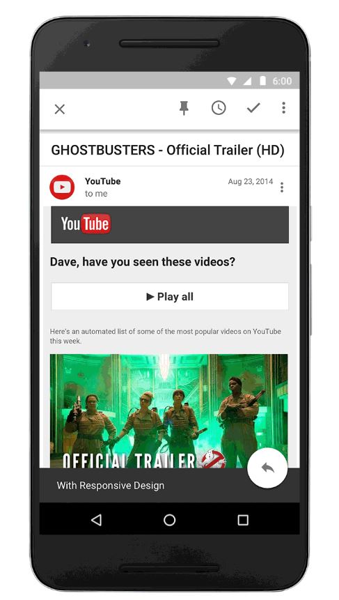 Gmail enhances mobile experience with responsive design