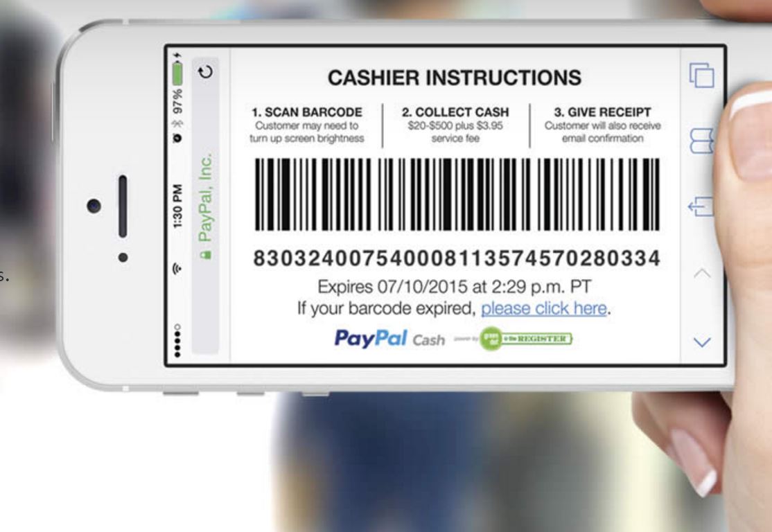 Now deposit cash into PayPal at nearest 7-Eleven store